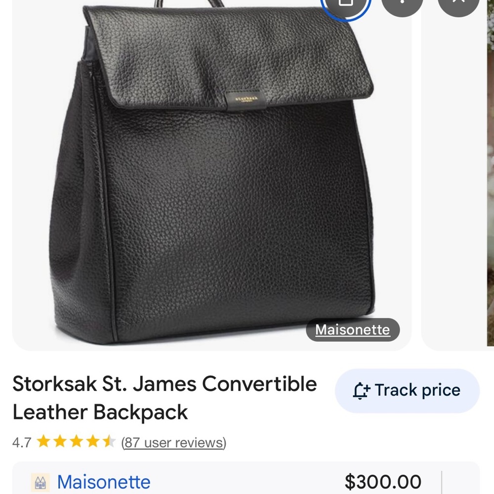 Storksak Black Leather Backpack